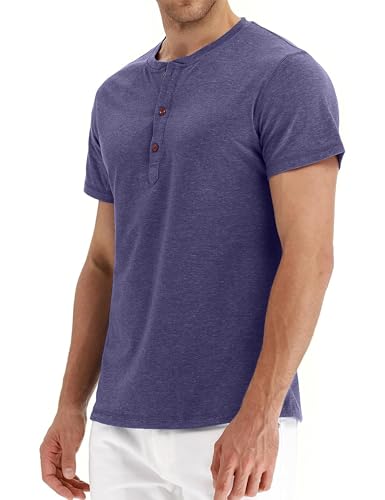 OZL Men's Henley Shirt, Men Polo Short Sleeve Blend T-Shirt with Buttons, Casual Summer Basic Tee 3Pcs3