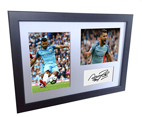 Signed Black Soccer Sergio Aguero Manchester City Autographed Photo Photographed Picture Frame A4 12x8 Football Gift