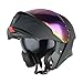 1Storm Motorcycle Modular Flip up Dual Visor Helmet Street Bike Sun Shield Full Face KT928: Matt Black + One Extra Clear Shield