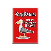 Calamita Personalizzata Per Frigo In Vetro – Scritta Crazy Seagull Lady Con Nome E Messaggio Unico - 2