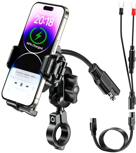 BRCOVAN Motorcycle Phone Mount with Qi 15W & 36W PD Charger