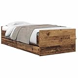 vidaXL Estructura de Cama con cajón Madera Envejecida 100 x 200 cm, ensamblaje fá