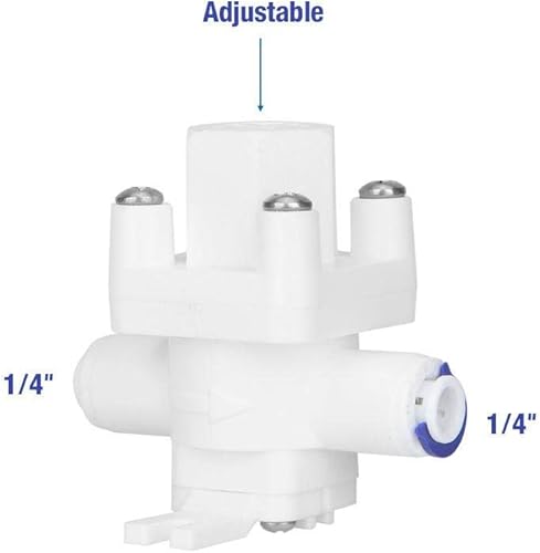 Miniatura 2 de Walfront Regulador de presión blanco de válvula reductora de 14 "para purificador de agua de ósmosis inversa Regulador de presión reductor de ajuste