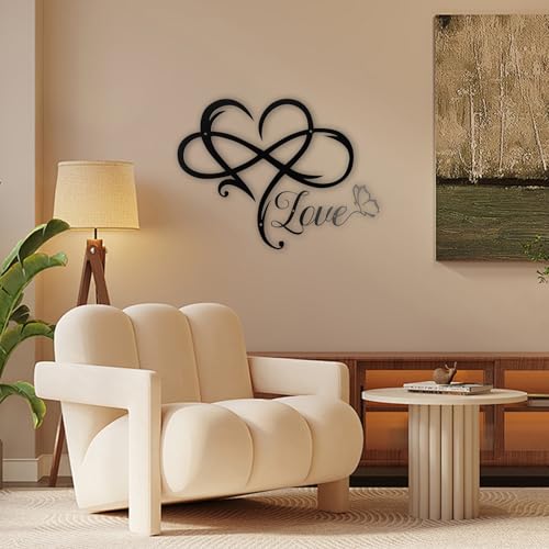 Yncotte Infinity Heart Wall Decor, 11.4 X 15 Inches Metal Infinity Heart Wall Art Sign Metal Signs Decor For Living Rooms cover
