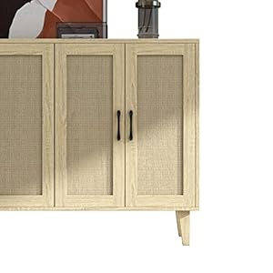 Panana buffet storage cabinet with rattan decorating 4 doors living room kitchen sideboard 4843 x 3465 x 15 inch natural wood  urban country home decor