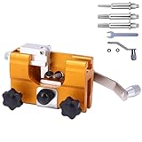 Klampero Chain Sharpener, Chain Saw Sharpener Tool, Portable Hand Crank Chainsaw Chain Sharpener Set, For Chain Saws Electric Saws (Yellow, Small)