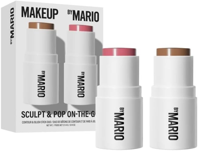 MAKEUP BY MARIO Original | Sculpt & Pop On the Go – Duo Mini Contour & Blush | 2 x 4g | by BELLA | Mini Medium / PALE PETAL, 4g (1 piece)