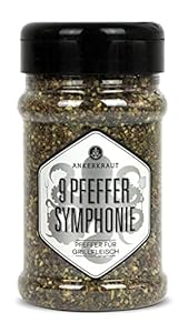 Ankerkraut 9 Pfeffer Symphonie, Pfeffermischung grob, veredelt mit Rosa Beeren und Piment, ideal zu Fisch, Fleisch und Gemüse, 160g im Streuer