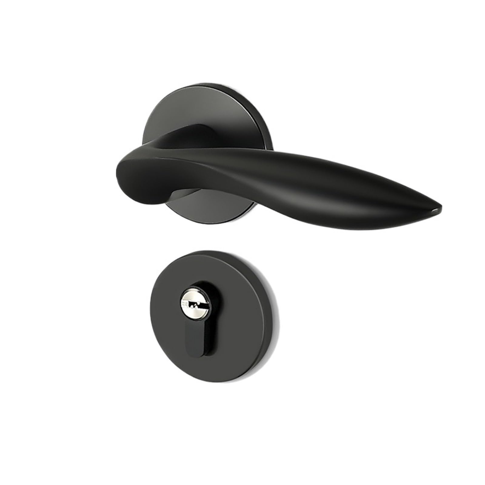 Serrure de porte de chambre à coucher noire silencieuse style C
