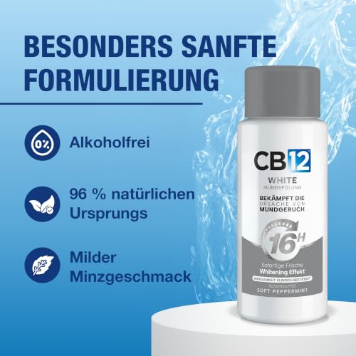 CB12 White – Angenehmer Atem für 12 Stunden und weißere Zähne – 500 ml, Minze, für Mundgeruch Behandlung