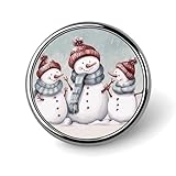 Badge rond Bonhomme de neige d'hiver 25 mm/1 pouce - Pièces classiques - Porte-épingles - Boutons pour chemises et vêtements - Broche personnalisée