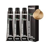 FemMas Haarfarbe 3x Sehr Hellblond Ash Gold 9.13 I Creme Haarfarbe mit Arganöl, Keratin & Ceramiden I dauerthafte Haarfärbung oder Tönung für strahlende Farbergebnisse I 100 ml