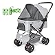 Haustier-Kinderwagen – Hunde-Kinderwagen für mittelgroße Hunde und Katzen mit wendbarem Griff, leicht zu gehender Hunde-Kinderwagen um 360 Grad drehbar, für kleine Hunde mit Netzfenster (Hellgrau)