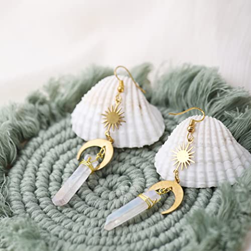 Sacina Gothic Boho Celestial Sun and Moon Earrings, Crescent Moon Star Pendant, Boho Jewelry, Christmas Gift for Women4