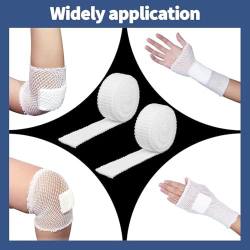 Image of 2 Rolls 11 Yard Tubular Bandage, 2.3 Inch Elastic Net Bandages, Wound Dressing Elastic Mesh Net, Tubular Gauze for Arm Wounds Without The Use of Adhesive Tape (5 M)