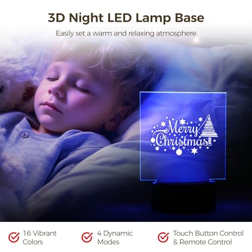 Base de lampe LED 3D acrylique télécommande 16 couleurs pour veilleuse maison