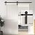 WINSOON 5/6/8/10/12/13/15/16FT Black Straight Design Sliding Roller Barn Single Wood Door Hardware Closet Track Kit Set (6.6FT Single Door Kit)