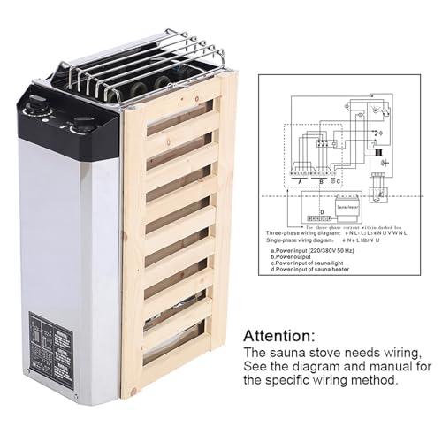 Elektryczny podgrzewacz do sauny, 3 kW, typ kontroli wewnętrznej, piecyk do sauny ze stali nierdzewnej, ochrona przed przegrzaniem, do domu, hotelu, sauny, spa, prysznica, wanny