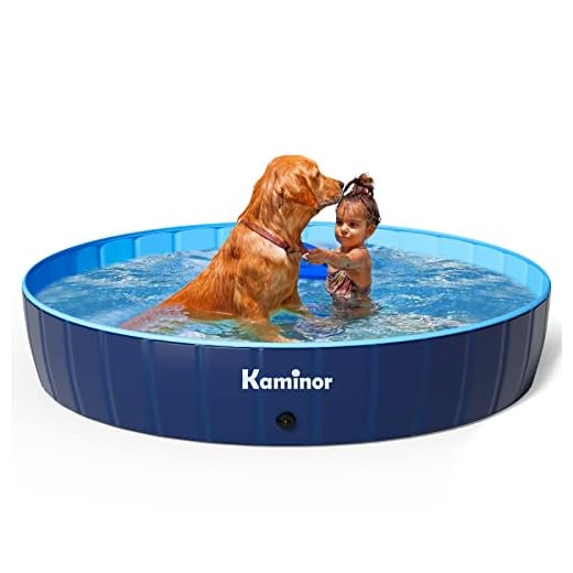 KAMINOR Foldable Dog Bath Pool for Large Dogs, Size: 63“x 12‘’, Anti-Collapse Dog Bathing Stock Tank, Plastic Swimming Pool