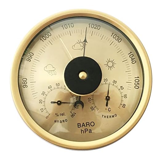 RQWEIN Barometrar för hemmabarometern 132 mm analog barometer termometer hygrometer 3 i 1 väderstation temperatur fuktighet atmosfärtryckmätare, guld
