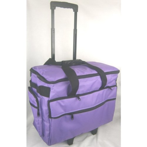 BlueFig TB19 Sewing Machine Rolling Carrying Case Trolley Bag with Wheels for Brother, Bernina, Singer Wheeled Tote Carrier (Purple)