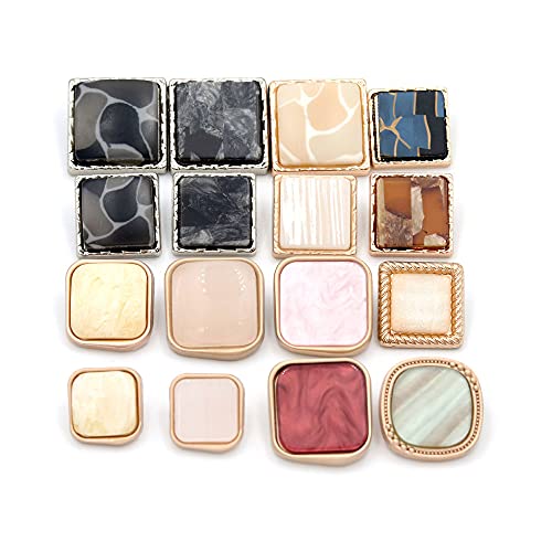 5Pcs Square Design Metal Buttons Coat Sweater Cardigan Decorative Buttoms(Khaki,18Mm) #TOP1