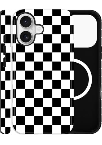 Coque iPhone 17 MagSafe antichoc esthétique damier noir