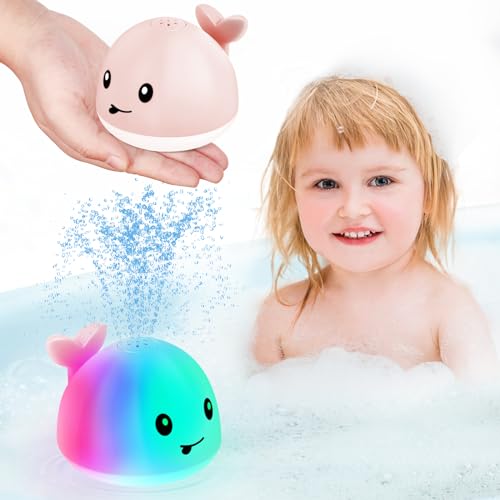 Image of Baby Bath Toys for Kids Ages 1-3, Christmas Stocking Stuffers 1 2 3 Year Girl Gift, Whale Bath Toy Sprinkler Light up Bath Toys for Babies 6-12 Months, Toddler Bathtub Toys Newborn Baby Birthday Gifts