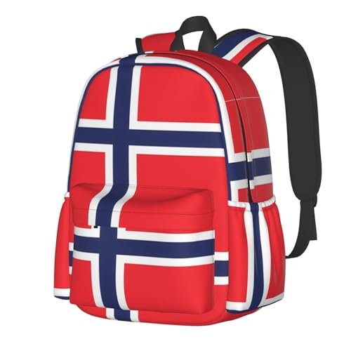 SEOCKA Norway Norwegian Flag Laptop Commuter Backpack Shoulder Bag Casual Back Pack Daypack Bags With Side Pockets For Work Travel Daily Use