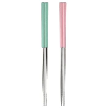Hichaki 2 Pairs Chopsticks with Silicon Covers | Lightweight | Reusable | Silicon | Stainless Steel | Dishwasher Safe- (Color May Be Vary)