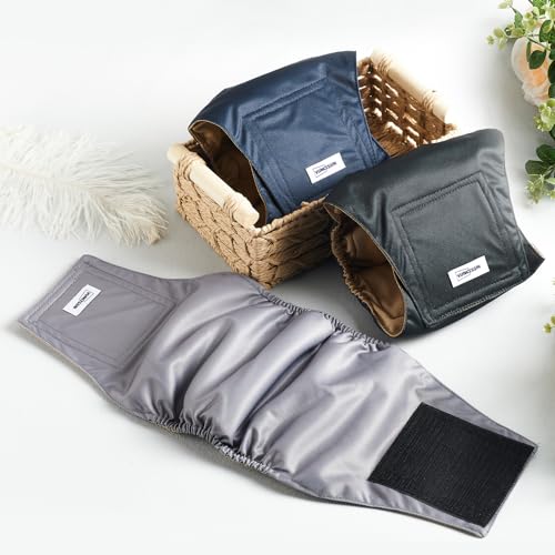 Waschbare Hundediaper für m. Hunde (3er Pack, Größe S). Premium, stark saugfähige Bauchbinden – geeignet für Inkontinenz, aufgeregtes Harnen & Training.
