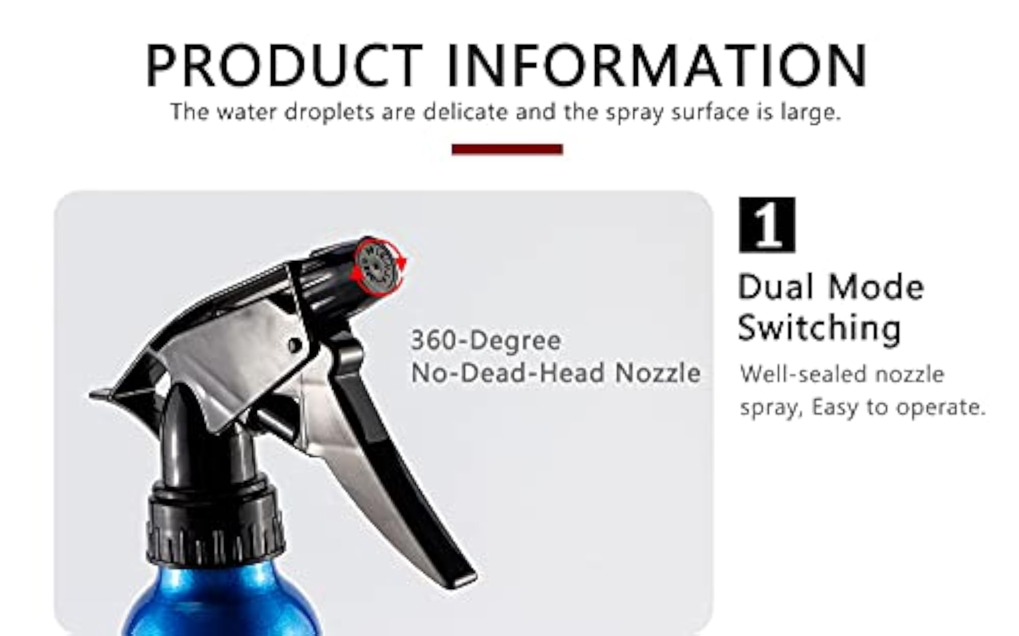 H2O Water Spray Bottle, Aluminum Sprayer 250ml