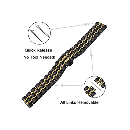 Bracelet de montre interchangeable EKSED en acier noir réglable 20 mm 22 mm - 5