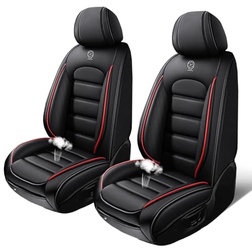 Image of Seat Covers for Subaru Outback 2006-2024,2PCS Nappa Leather Car Seat Covers,Waterproof Seat Protectors Auto Seat Covers,Breathable Nonslip Interior Cover Seats for Cars(Black and Red)