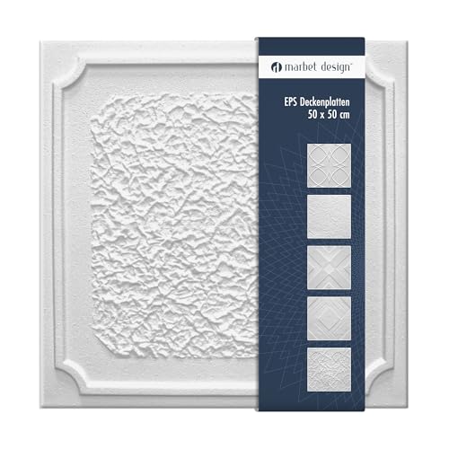 Deckenplatten aus Styropor EPS - Deckenpaneele leicht & robust im modernen Design - (2QM Sparpaket ANTIK 50x50cm) Verkleidung Deckenplatten Decke weiß