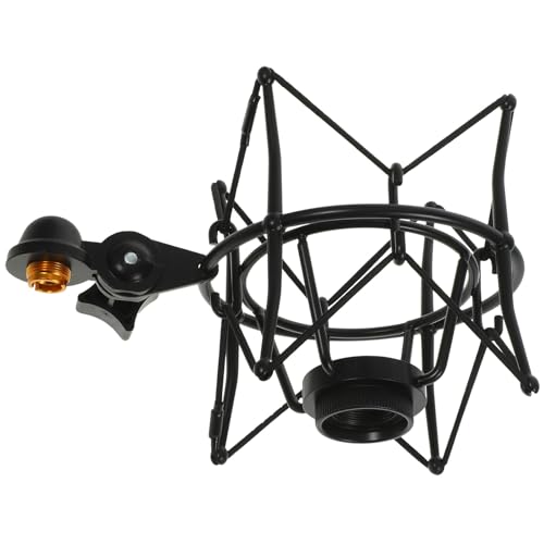 ULTECHNOVO Soporte Antivibración Metálico Grande para Micrófono de Condensador Negro Suspensión Tipo Araña Profesional para Grabación y Radiodifusión