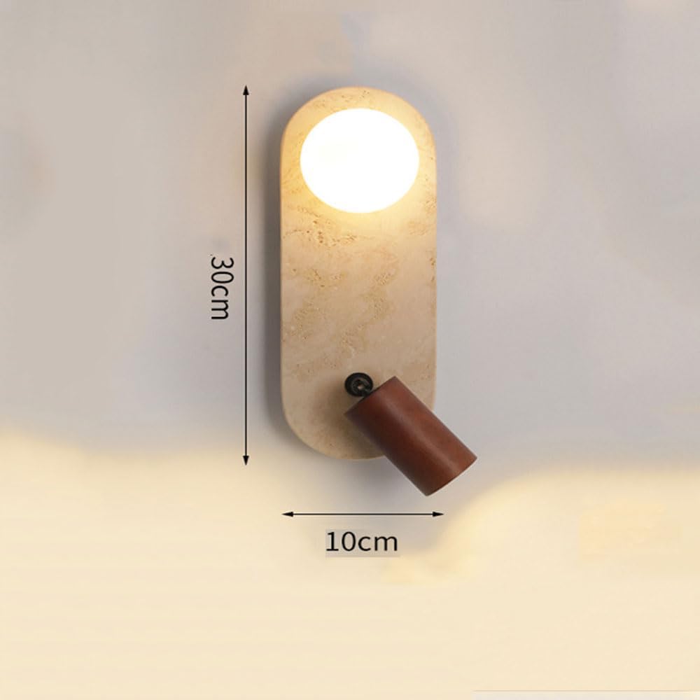 Nordic Milk Glass Wall Sconce Modern Wabi Sabi Wall Light Fixture for Living Room Adjustable Beige Natural Stone Spotlight Yellow Travertine Wall Mount Lamp for Children Room Hallway
