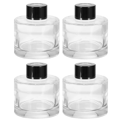 sourcing map 4pcs 100ml/3.4oz Empty Glass Diffuser Bottle 2.8 x 2.6 Refillable Fragrance Accessories Aromatherapy Jar Container for Replacement Reed Diffuser DIY Home Bathroom Transparent