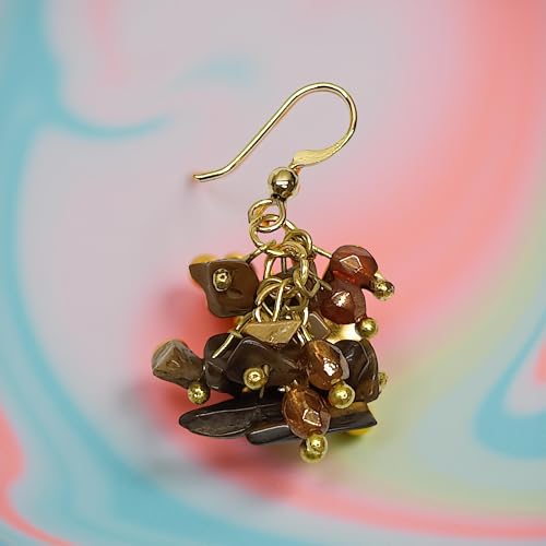 Image of DCA Brown Tiger Eye Women Earrings (Brown)(2083)