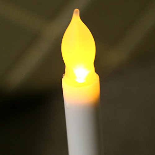 Youngerbaby Conjunto de 12 mini velas amarelas de LED operadas por pilhas, velas cônicas sem chama p