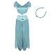 RUEWEY Womens Jasmine Princess Cosplay Belly Dance Dress Up Anime Lamp Costumes Party Adventure Outfit (M, Light Blue)