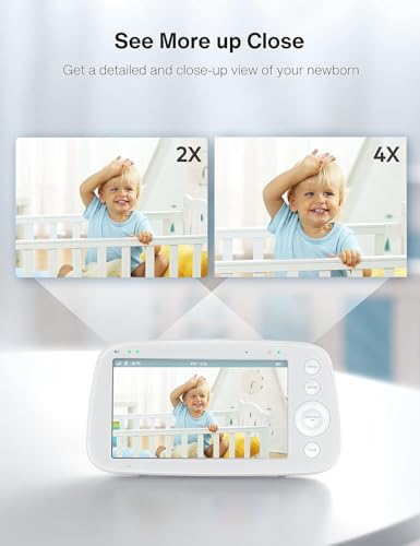 HiPP Video Baby Monitor Screen, 5” Parent Unit for VAVA, Single Split-Screen, Infrared Night Vision, 2X 4X Zoom, 900ft Long Range, 4500mAh Battery, 2-Way Audio Talk