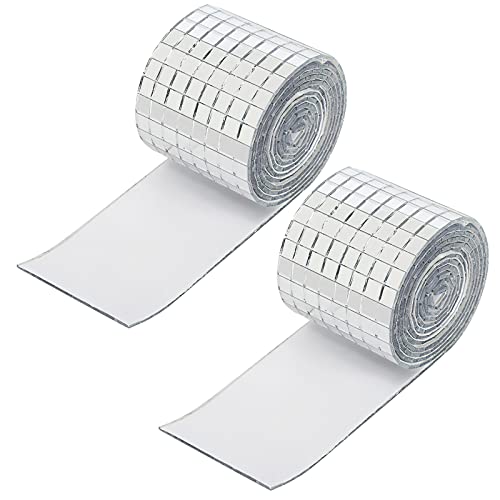 3200pcs Mini Carreaux Mosaïque Carrés Verre, Miroirs Carreaux de Mosaïque Autocollant Mosaique Verre Mosaique Carrelage Argent Miroir Autocollant pour Boule...