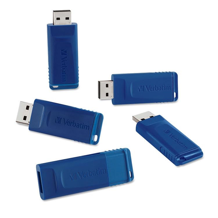 Image of Verbatim 8GB USB 2.0 Flash Drives, 5-Pack, Retractable Capless USB-A, Blue