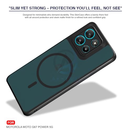Image of AESTMO Motorola Moto G67 Power / G57 Power 5G Back Cover | 360 Protection | Matte Frosted Hard Back Translucent | Compatible with MagSafe Accessories (MagSafe Matte Hard Black Bumber)