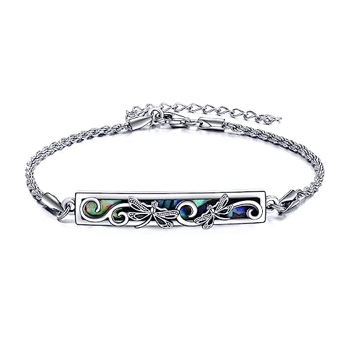 Dragonfly Bracelet Sterling Silver Dragonfly Abalone Shell Bracelet Dragonfly Pendant Jewelry For Women