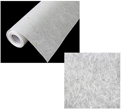 Korean Traditional Mulberry Paper HanJi Gold & Silver Spots Natural Dak Fibers Natural White 39.4" x 787.4"