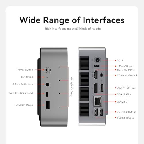 Image of Beelink SER9 Pro Mini PC, AMD Ryzen 7 H 255, 24GB LPDDR5X 500GB PCIe4.0 SSD | Featuring 8 cores & 16 threads, 4K@240Hz Triple Display, HDMI 2.1, DP2.1, USB4, WiFi 6, BT5.2, 2.5G LAN, Al Voice Chip