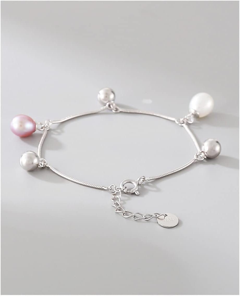 シルバーブレスレット、ファッションバングル、スターリングシルバーブレスレット S925 シルバーブレスレット 淡水フレンドブレスレッ