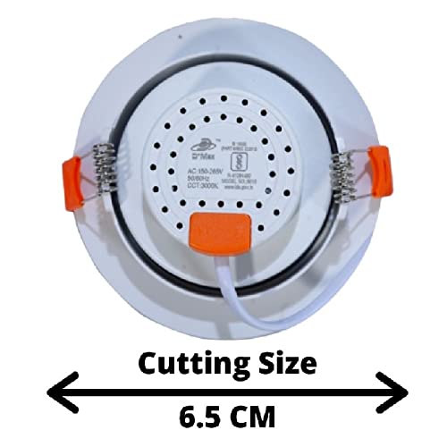 Image of D'Mak Aluminium 6 Watt Round Led Cob Light for Pop /Recessed Lighting (White, 15)